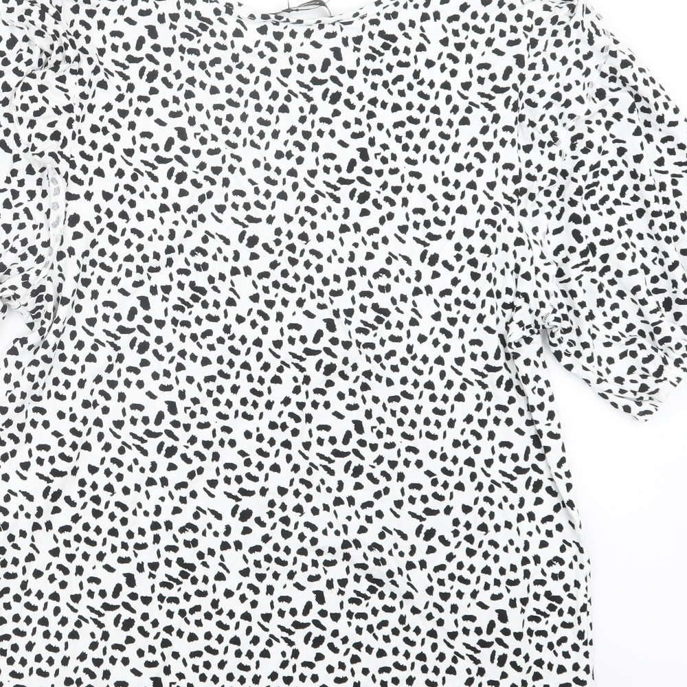 George Womens Black Animal Print  Basic T-Shirt Size 12
