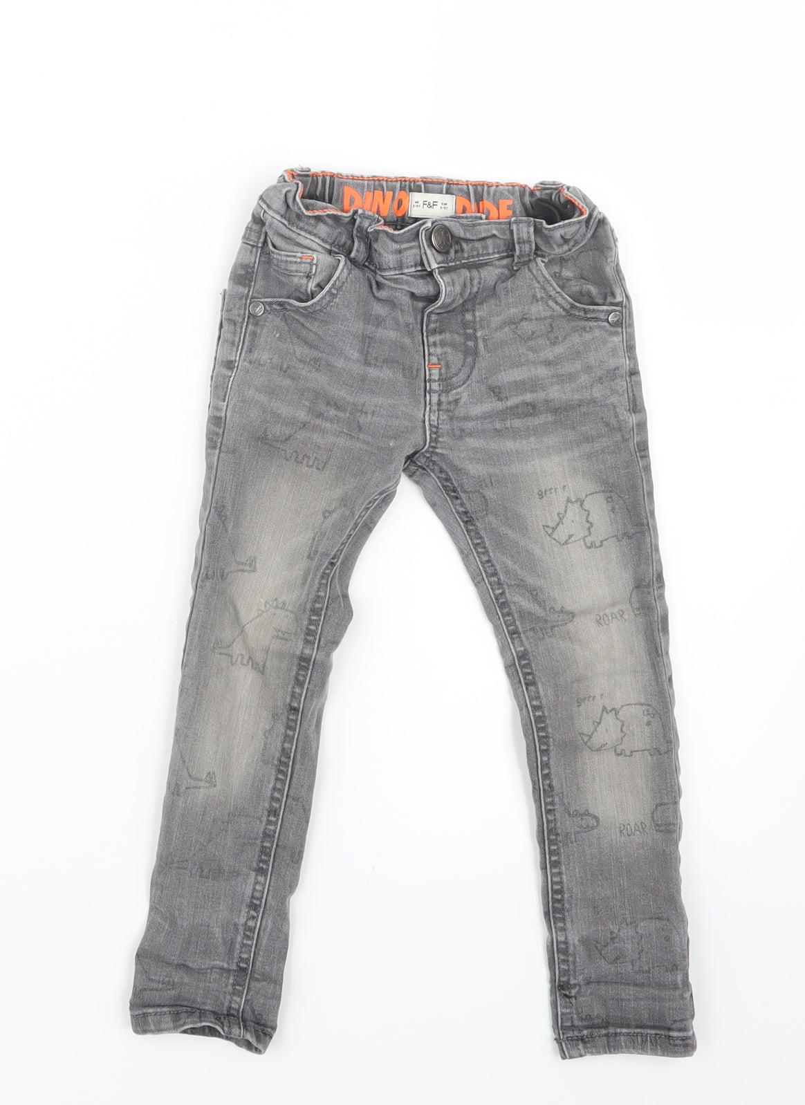 F&F Boys Grey  Denim Straight Jeans Size 2-3 Years