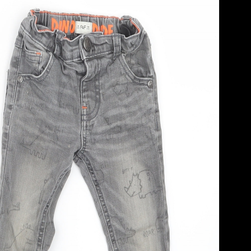 F&F Boys Grey  Denim Straight Jeans Size 2-3 Years