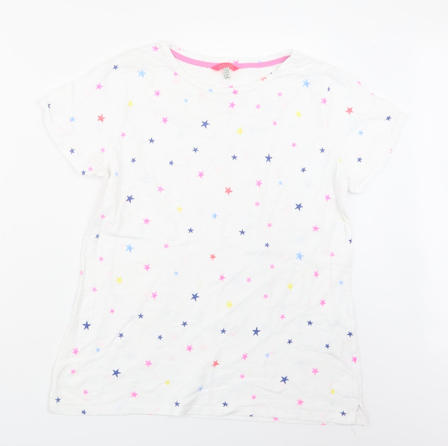 Joules Womens White Geometric  Basic T-Shirt Size 16  - Stars