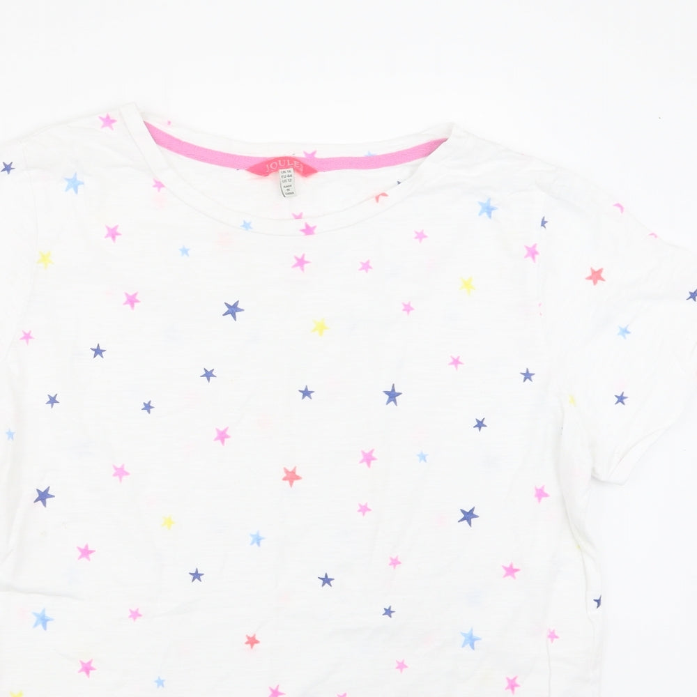 Joules Womens White Geometric  Basic T-Shirt Size 16  - Stars