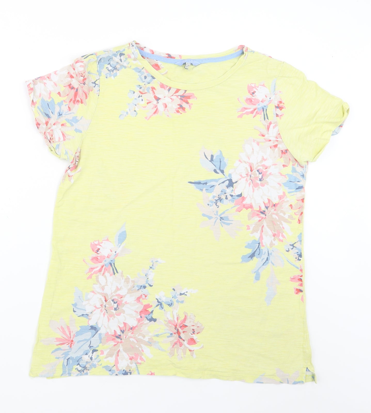 Joules Womens Yellow Floral  Basic T-Shirt Size 16