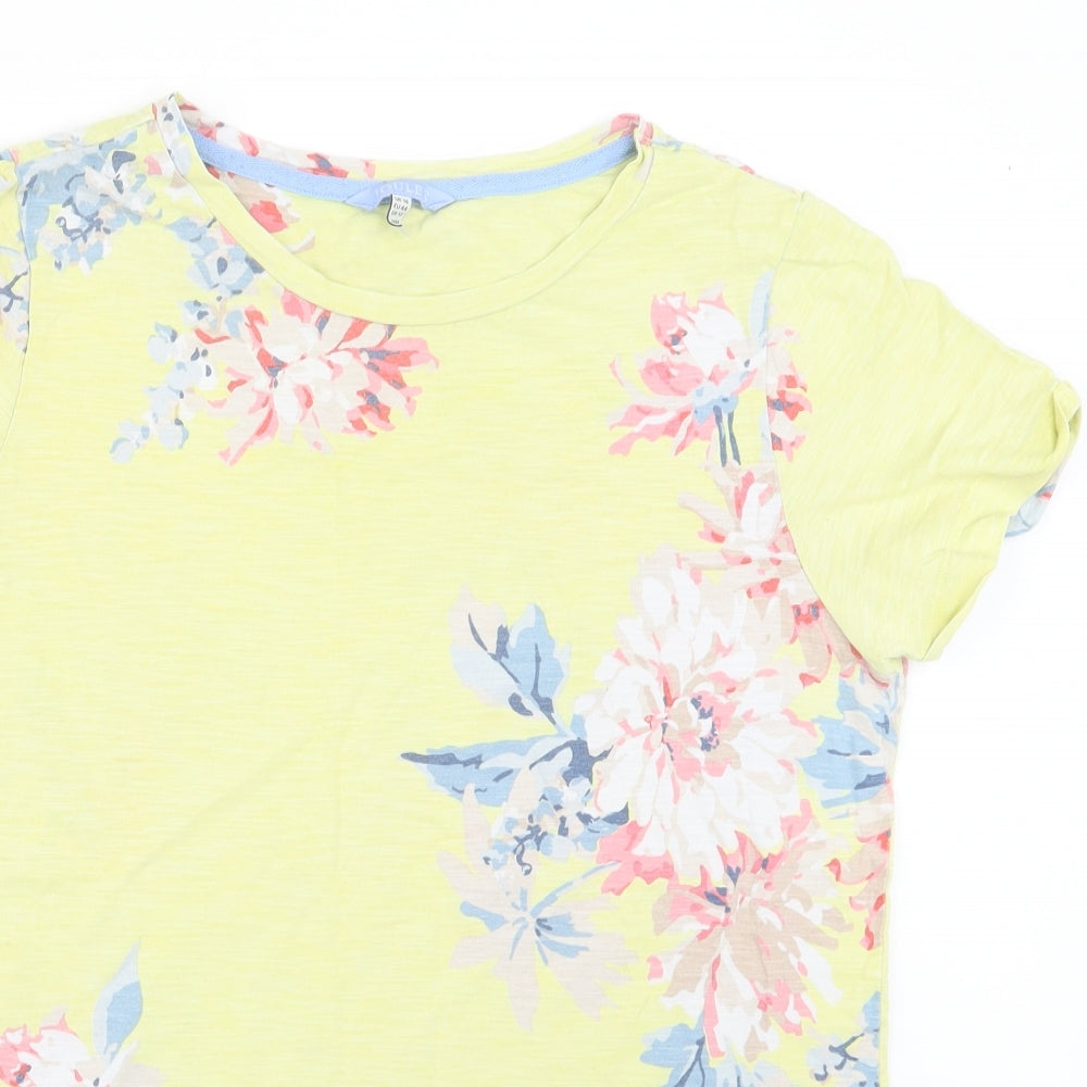 Joules Womens Yellow Floral  Basic T-Shirt Size 16