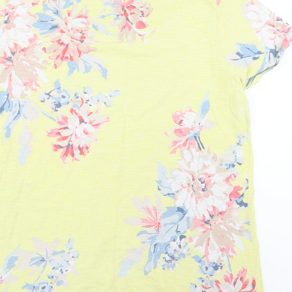 Joules Womens Yellow Floral  Basic T-Shirt Size 16