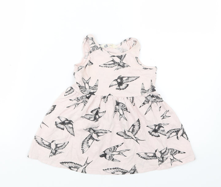 H&M Girls Pink Geometric  T-Shirt Dress  Size 2 Years
