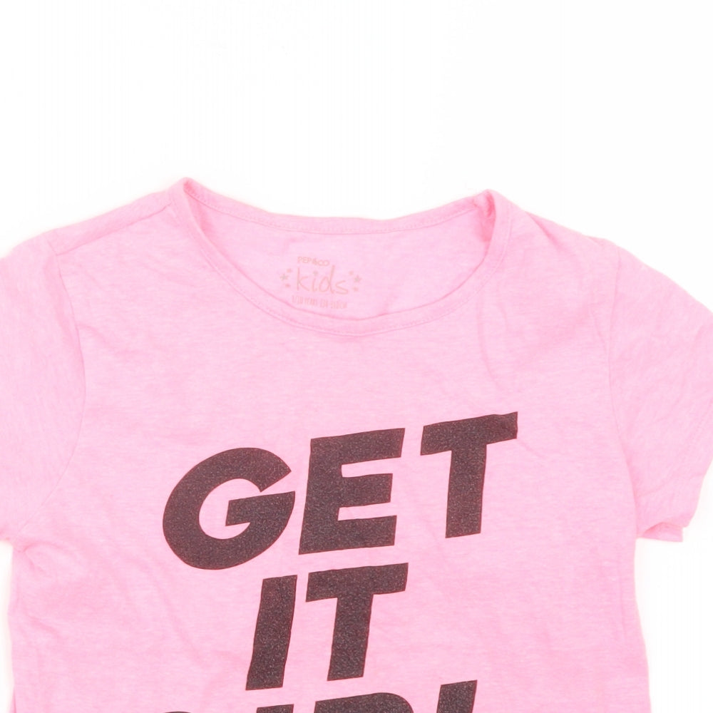 Pep&Co Girls Pink   Basic T-Shirt Size 9-10 Years