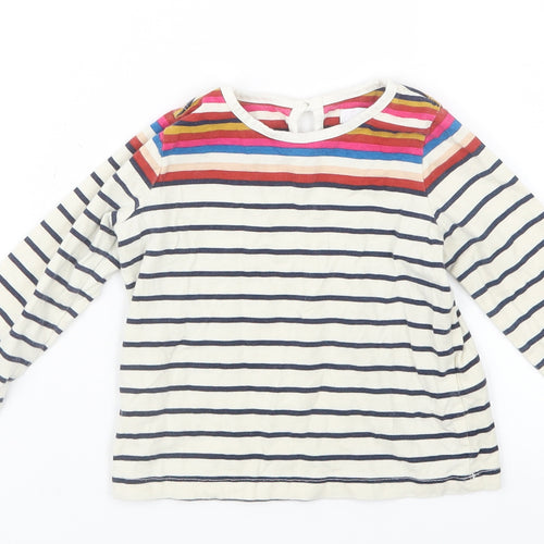 Marks and Spencer Girls Blue Striped  Basic T-Shirt Size 12-18 Months