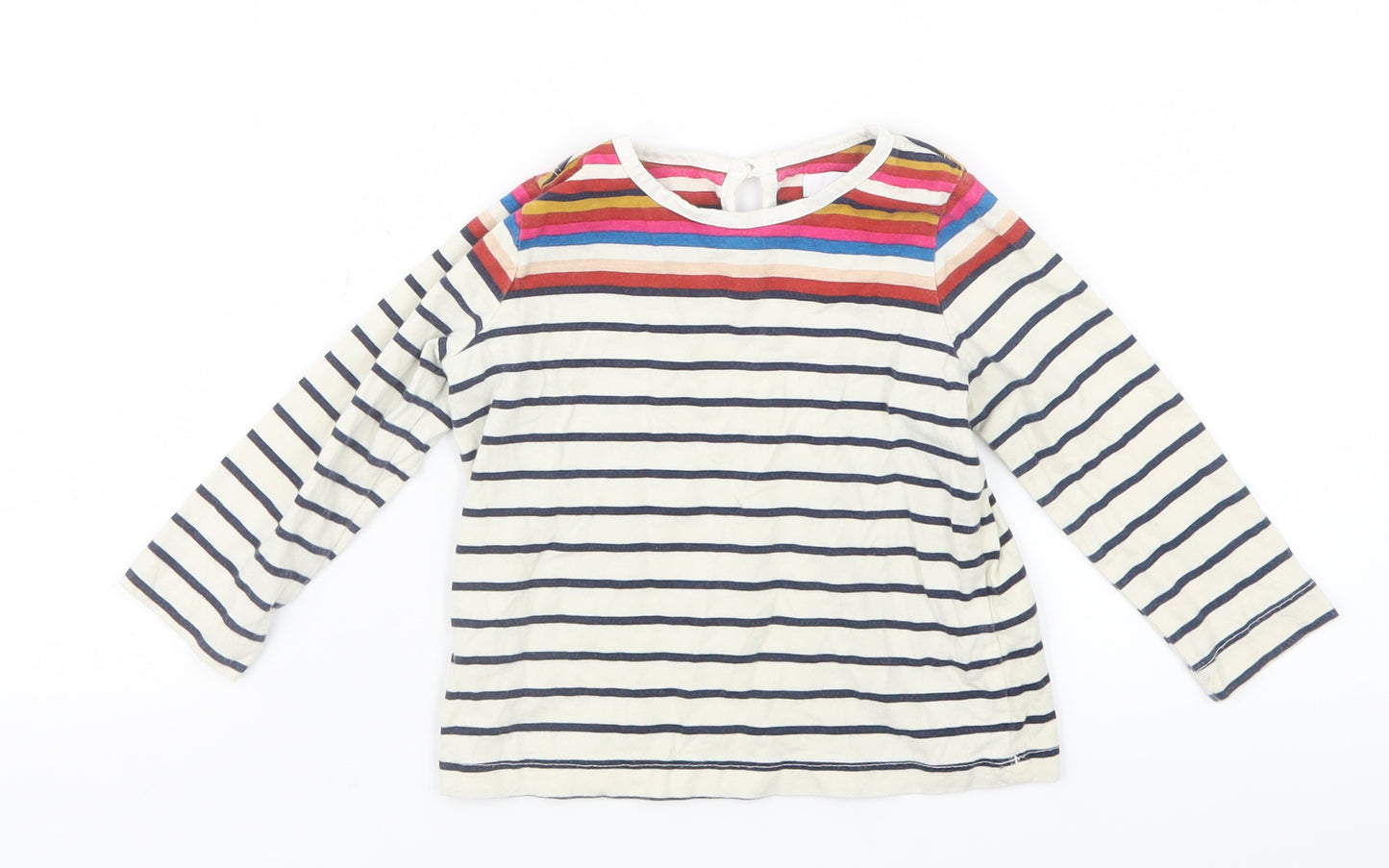 Marks and Spencer Girls Blue Striped  Basic T-Shirt Size 12-18 Months