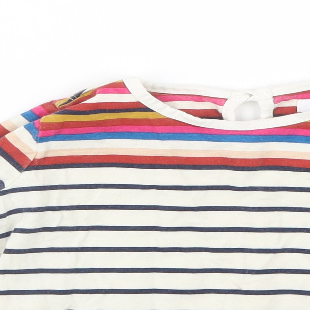 Marks and Spencer Girls Blue Striped  Basic T-Shirt Size 12-18 Months