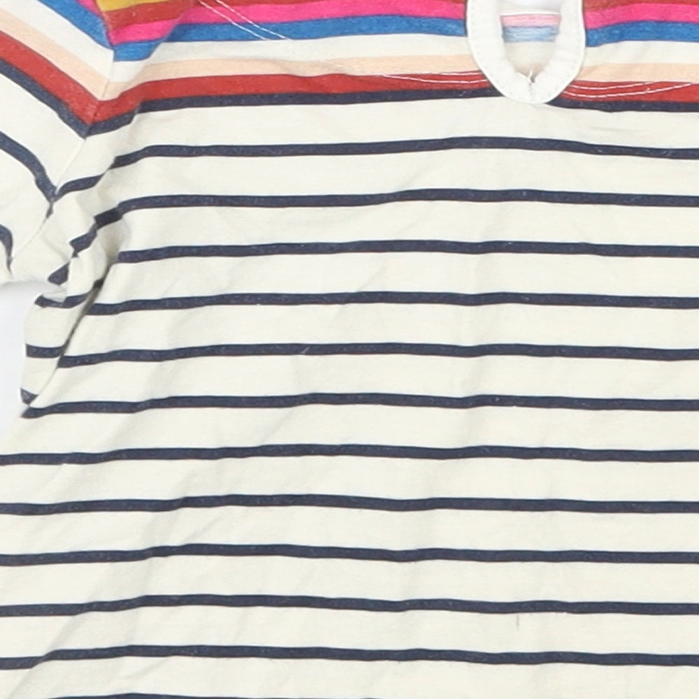 Marks and Spencer Girls Blue Striped  Basic T-Shirt Size 12-18 Months