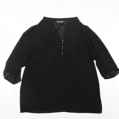 Marks and Spencer Womens Black  Mesh Basic Blouse Size 18