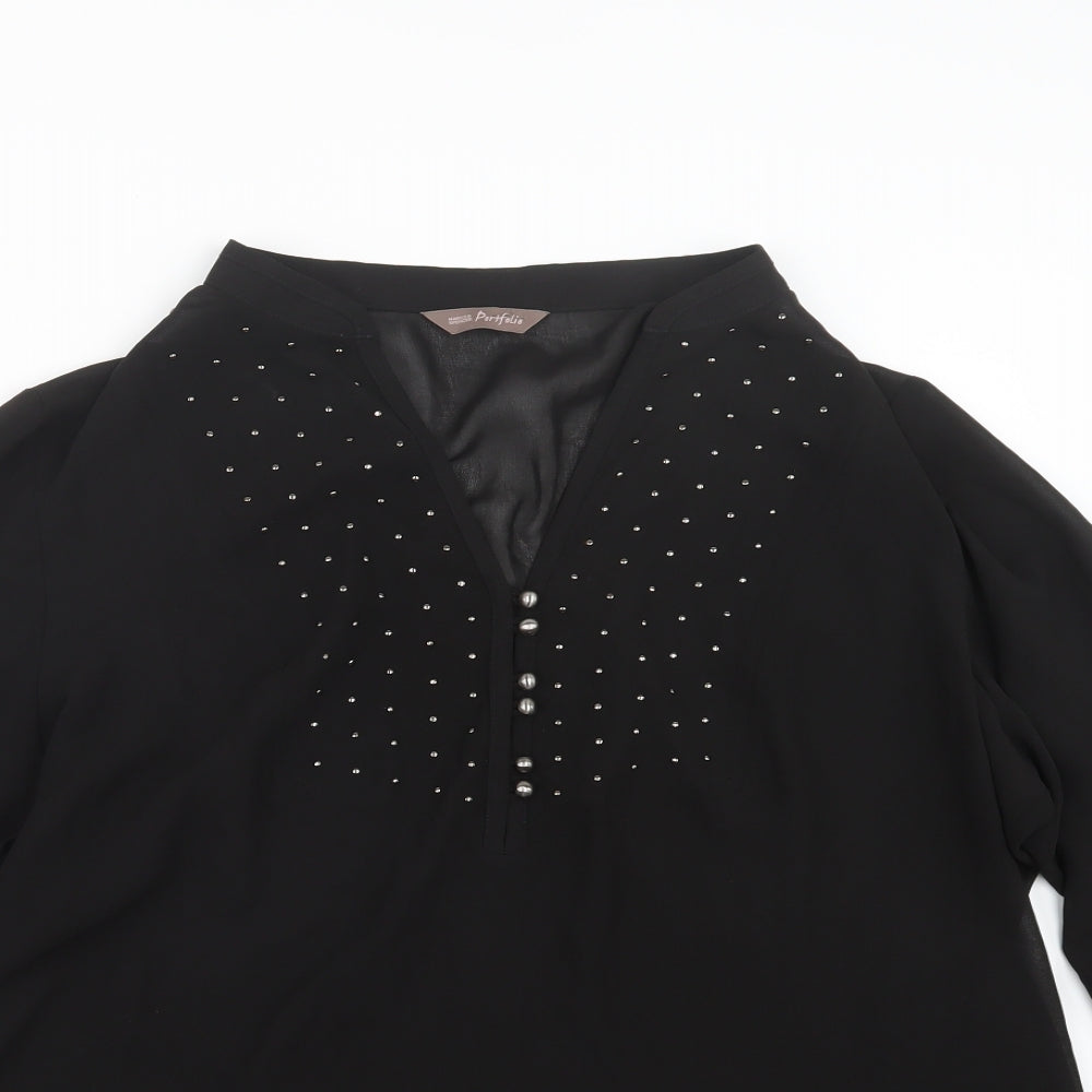 Marks and Spencer Womens Black  Mesh Basic Blouse Size 18