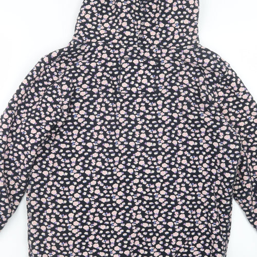 Superdry Womens Black Floral  Pullover Hoodie Size L