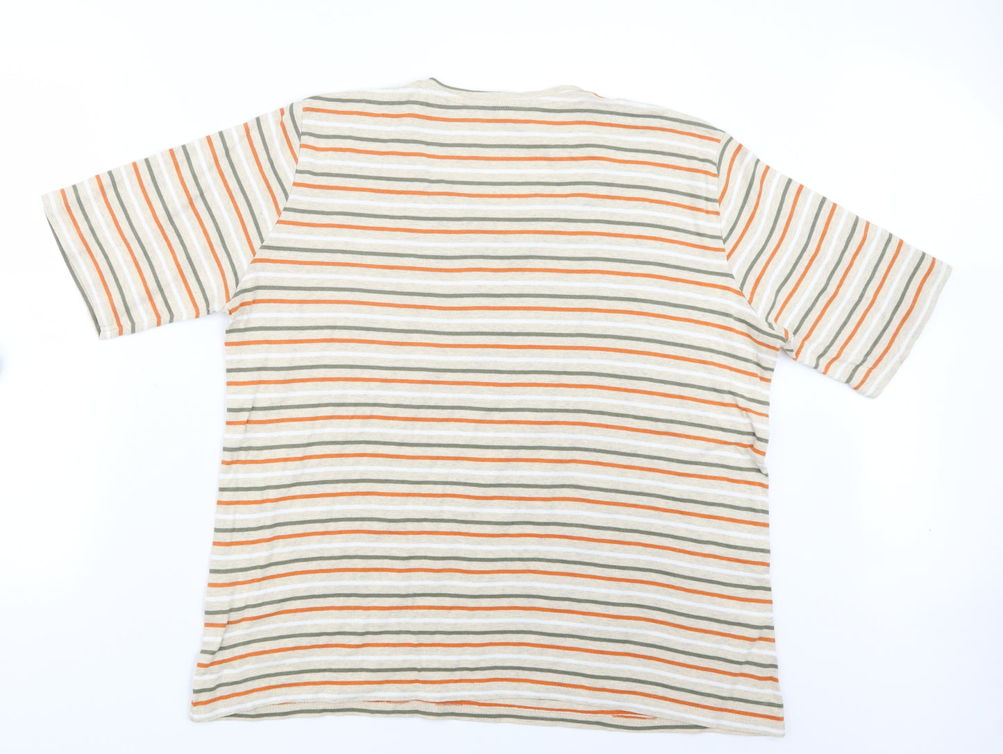 Isle Womens Beige Striped  Basic T-Shirt Size 22