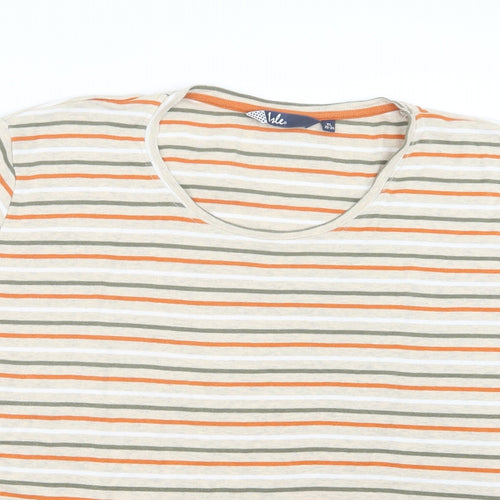 Isle Womens Beige Striped  Basic T-Shirt Size 22