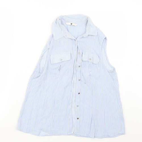 Very Womens Blue Striped  Basic Button-Up Size 8