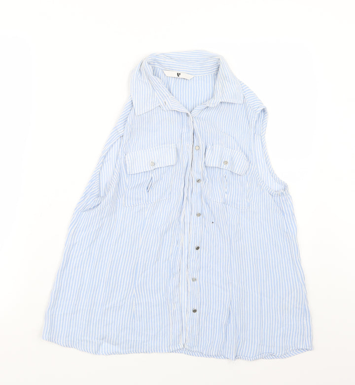 Very Womens Blue Striped  Basic Button-Up Size 8