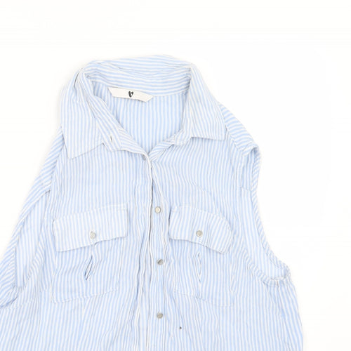 Very Womens Blue Striped  Basic Button-Up Size 8