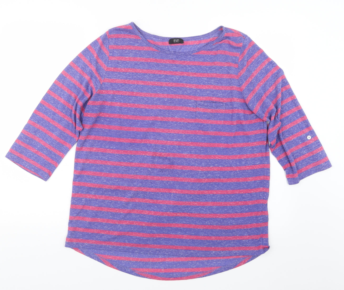 F&F Womens Purple Striped  Basic T-Shirt Size 18