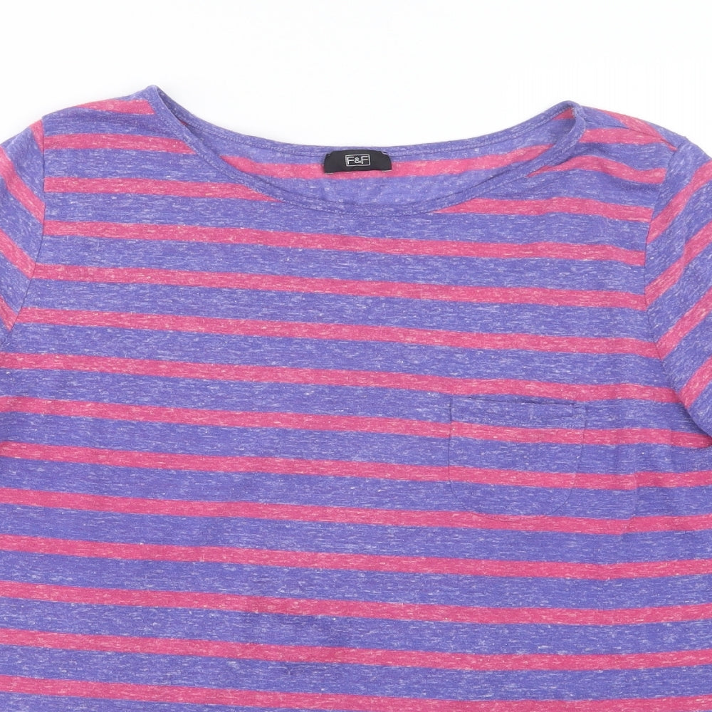 F&F Womens Purple Striped  Basic T-Shirt Size 18