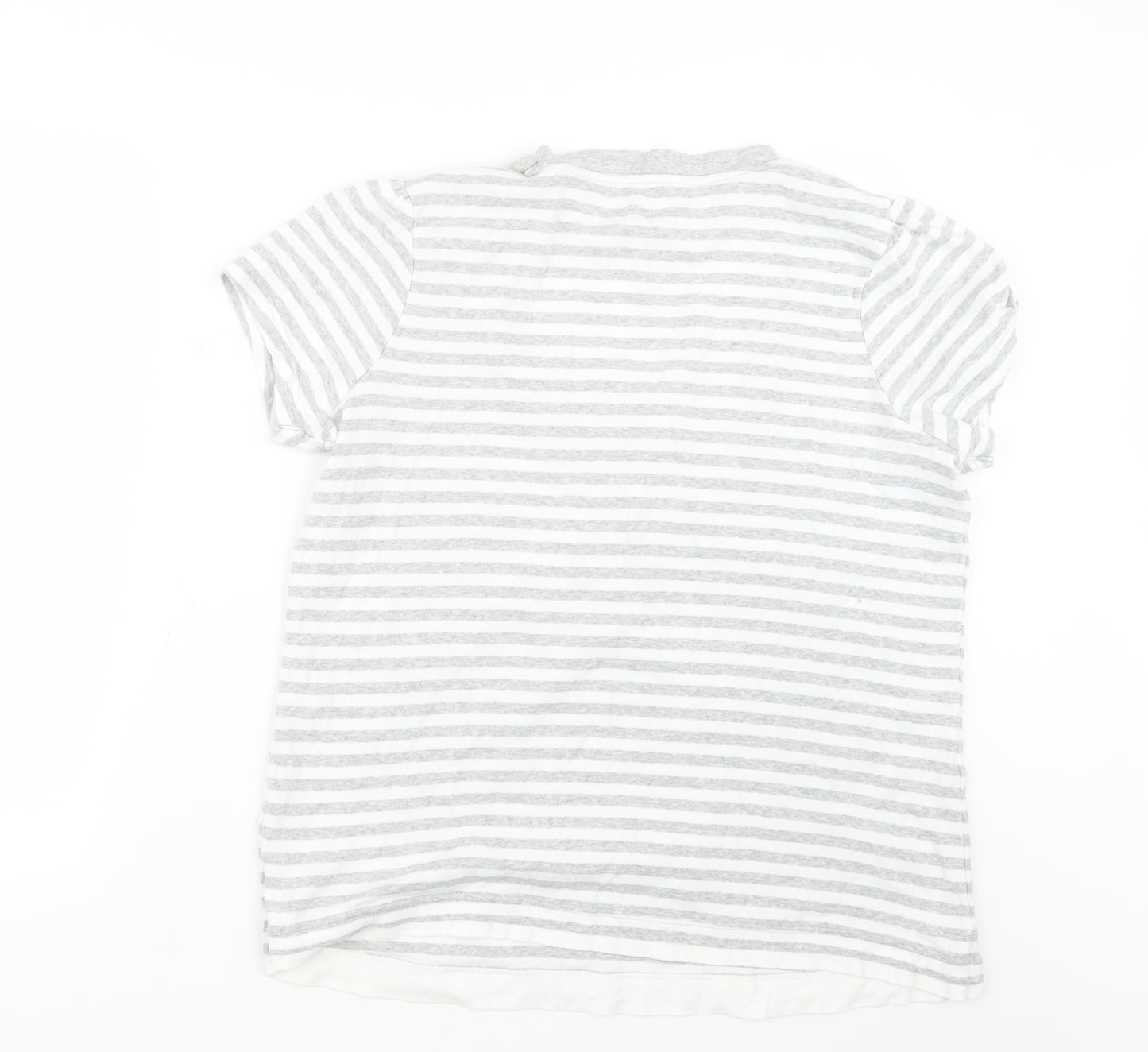 TRUE Womens Grey Striped  Basic T-Shirt Size 20