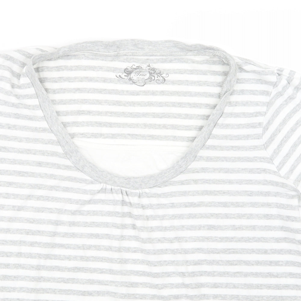 TRUE Womens Grey Striped  Basic T-Shirt Size 20