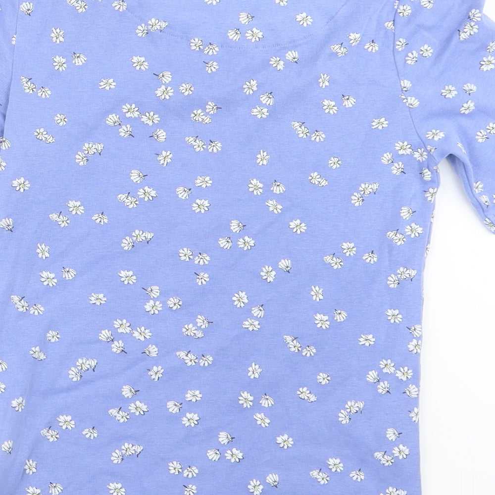 Marks and Spencer Womens Blue Floral  Basic T-Shirt Size 8
