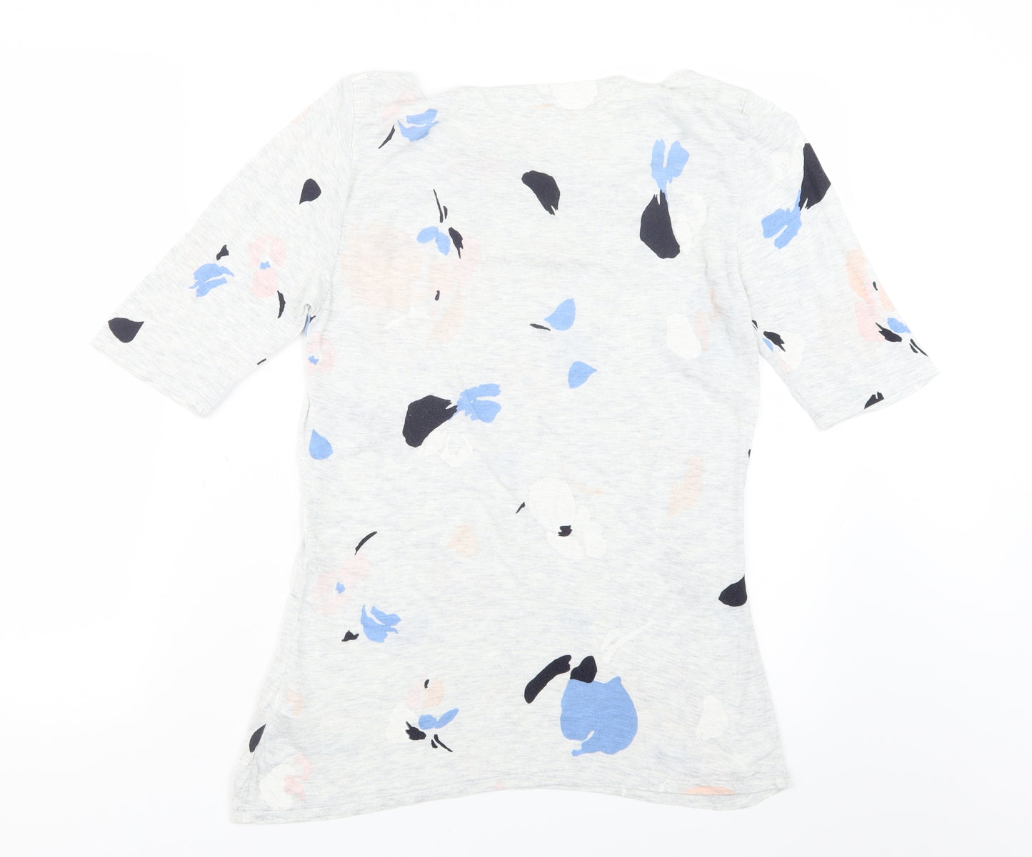 Marks and Spencer Womens Grey Geometric  Basic T-Shirt Size 8