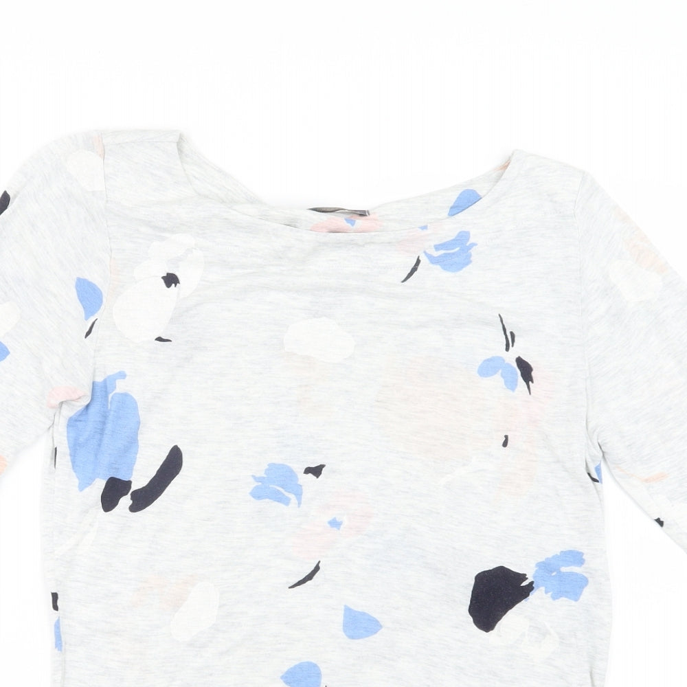 Marks and Spencer Womens Grey Geometric  Basic T-Shirt Size 8