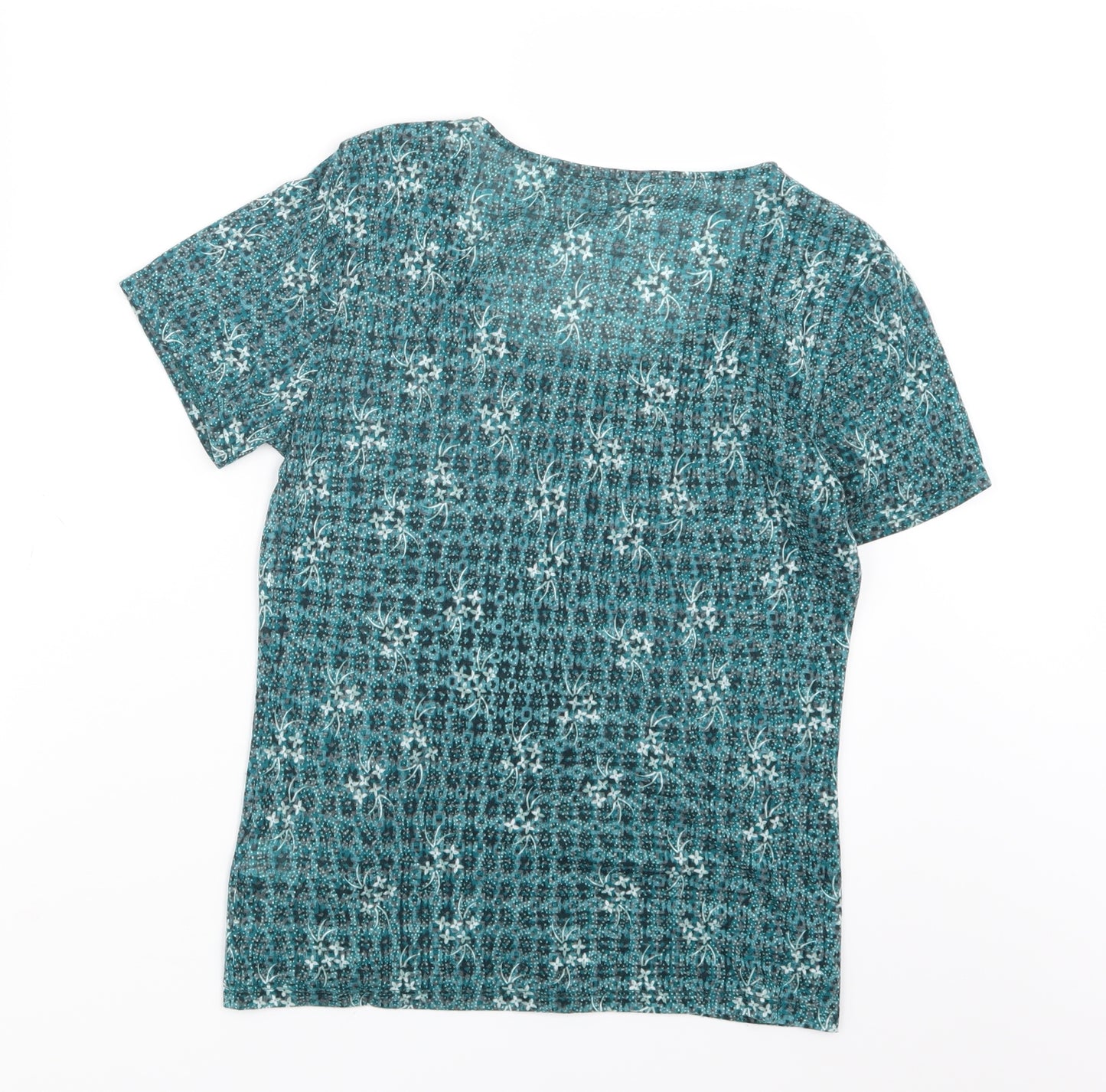 Marks and Spencer Womens Green Geometric  Basic T-Shirt Size 8