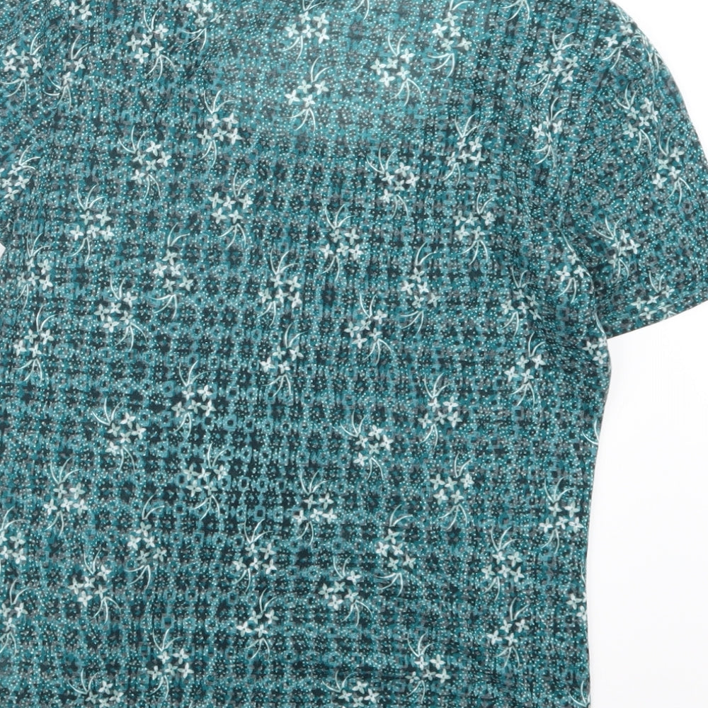 Marks and Spencer Womens Green Geometric  Basic T-Shirt Size 8