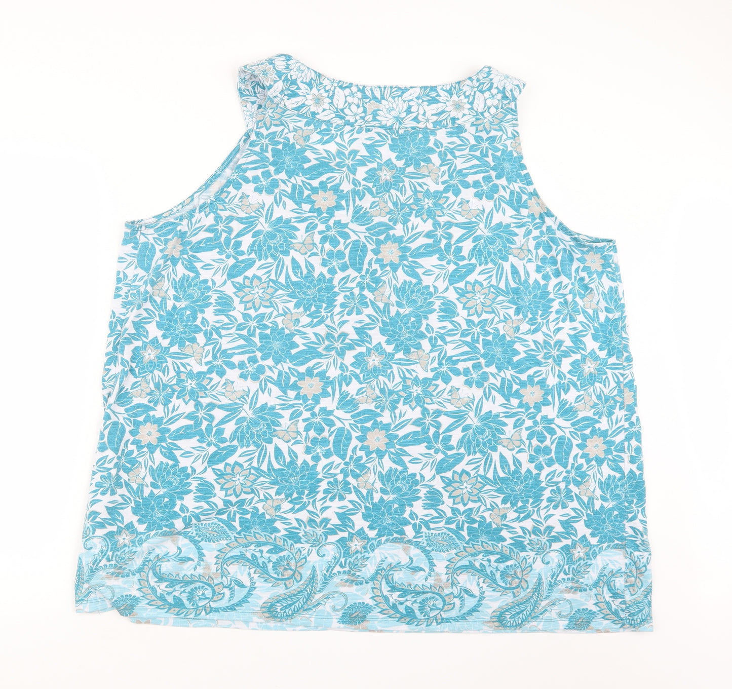 Bonmarché Womens Blue Geometric  Basic Tank Size 24