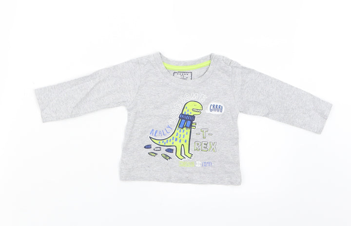Earlydays Boys Grey   Basic T-Shirt Size 3-6 Months  - T-Rex