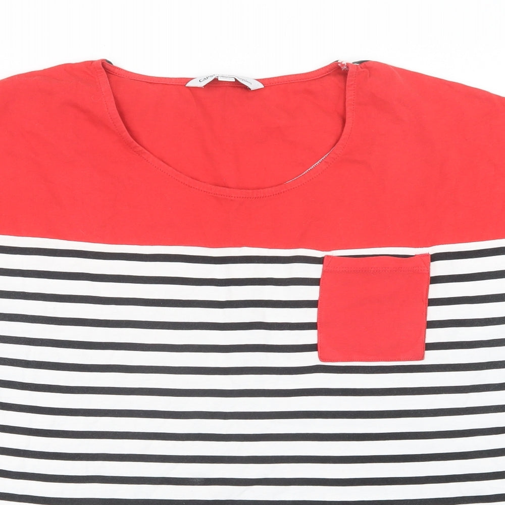 Capsule Womens Black Striped  Basic T-Shirt Size 16