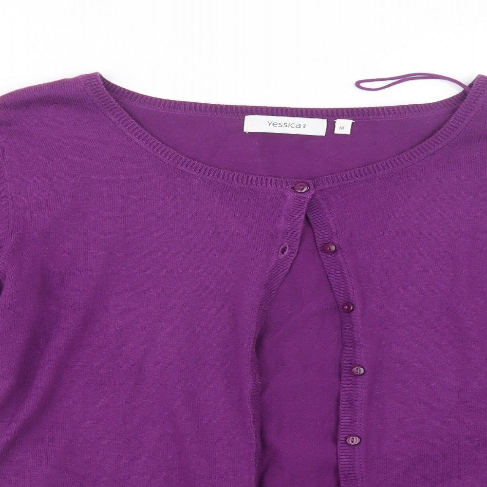 Yessica Womens Purple  Knit Cardigan Jumper Size M