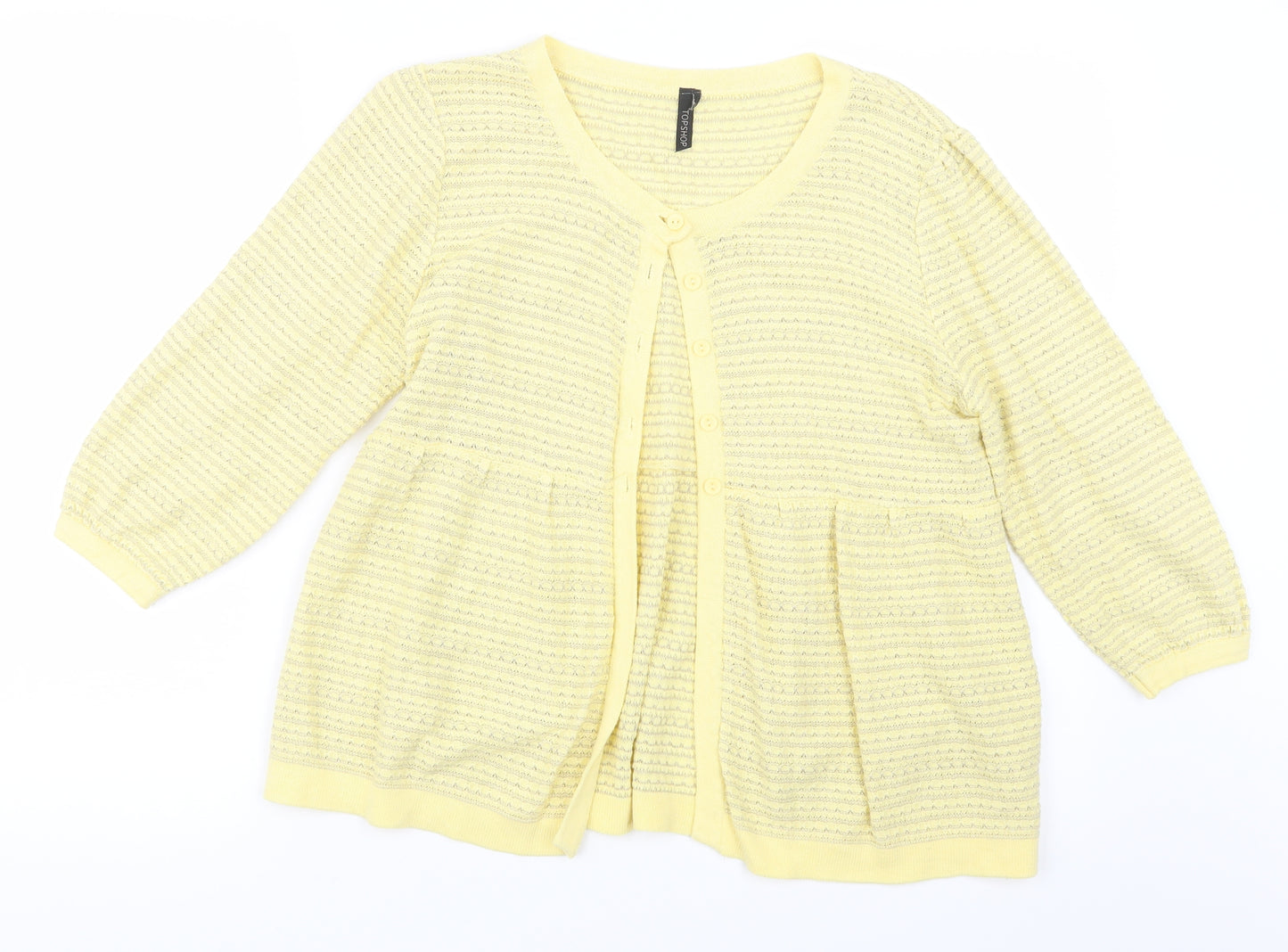 Topshop Womens Yellow  Knit Cardigan Jumper Size 12