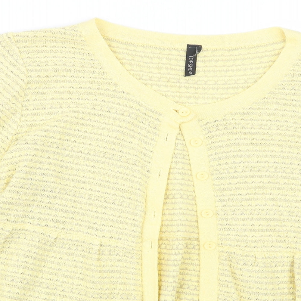 Topshop Womens Yellow  Knit Cardigan Jumper Size 12