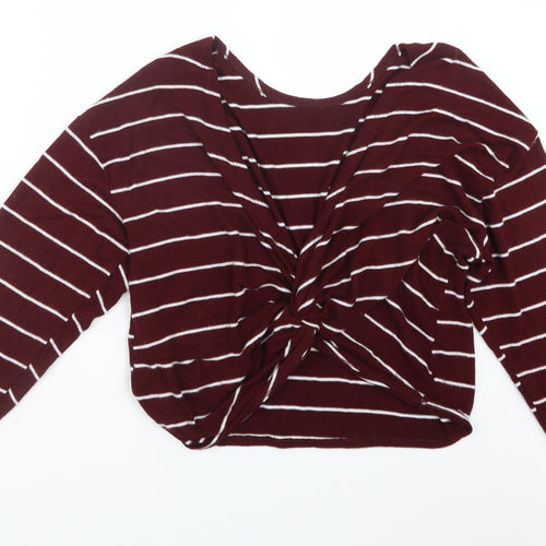 Bershka Womens Red Striped  Pullover Jumper Size L