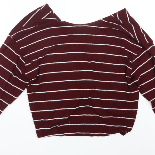 Bershka Womens Red Striped  Pullover Jumper Size L