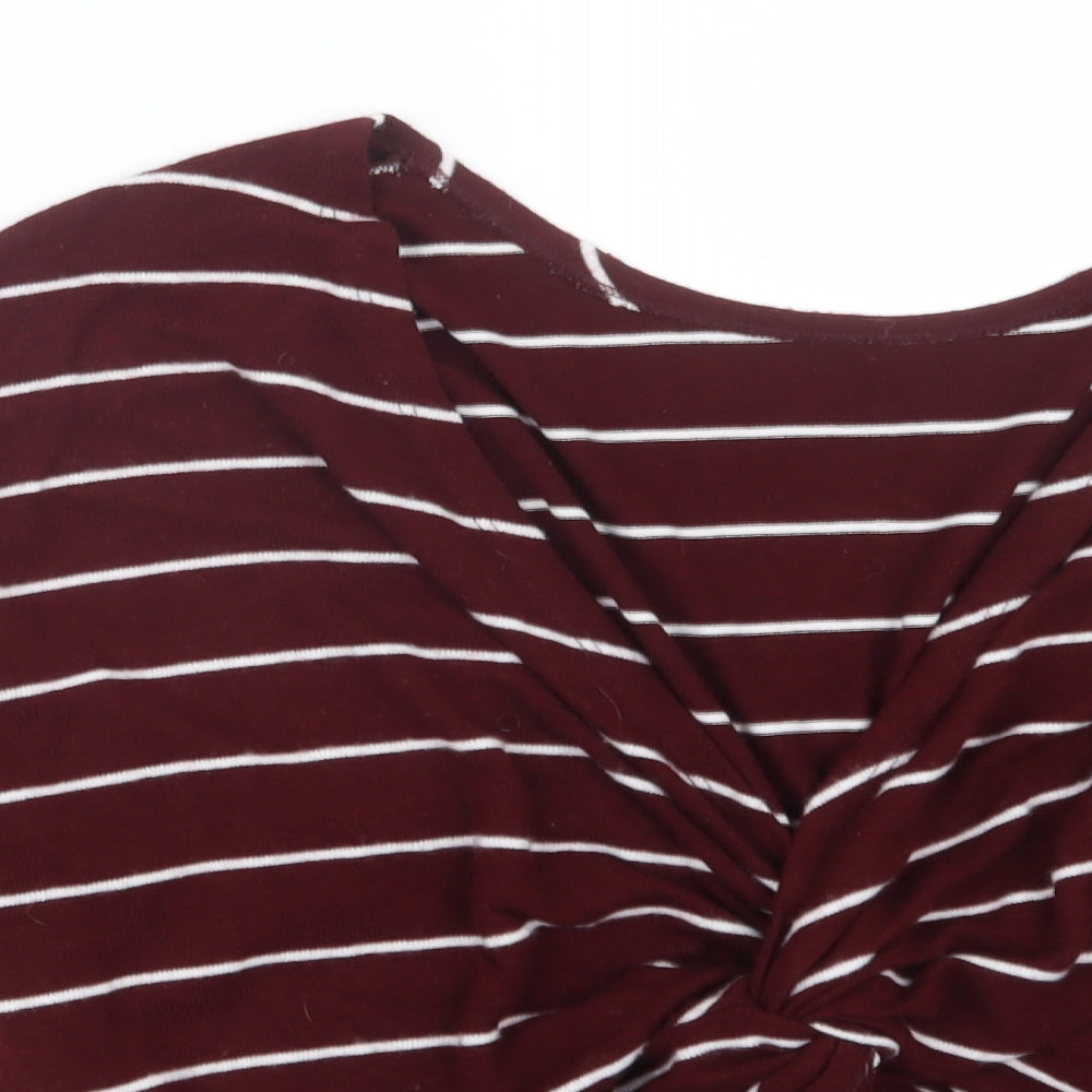Bershka Womens Red Striped  Pullover Jumper Size L