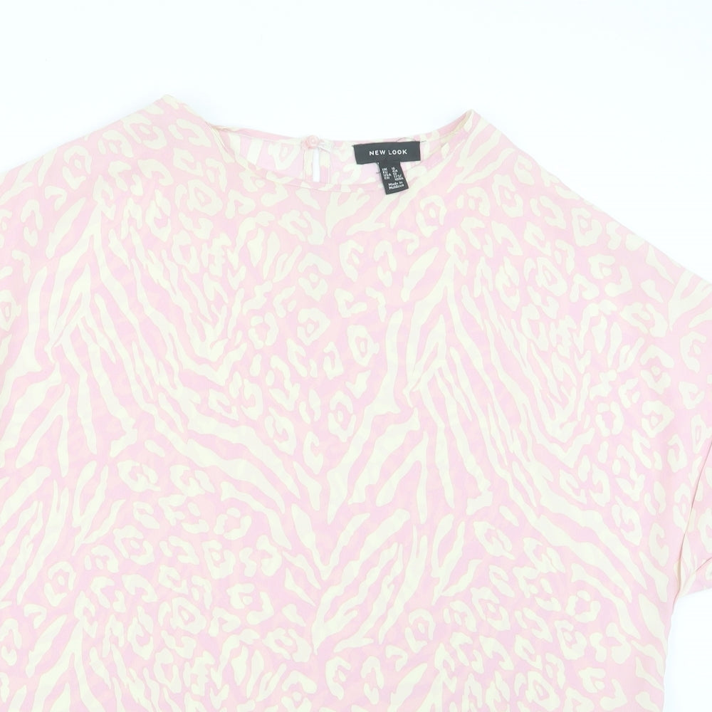 New Look Womens Pink Geometric  Basic Blouse Size 16