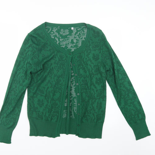 Preworn Womens Green  Knit Cardigan Jumper Size M