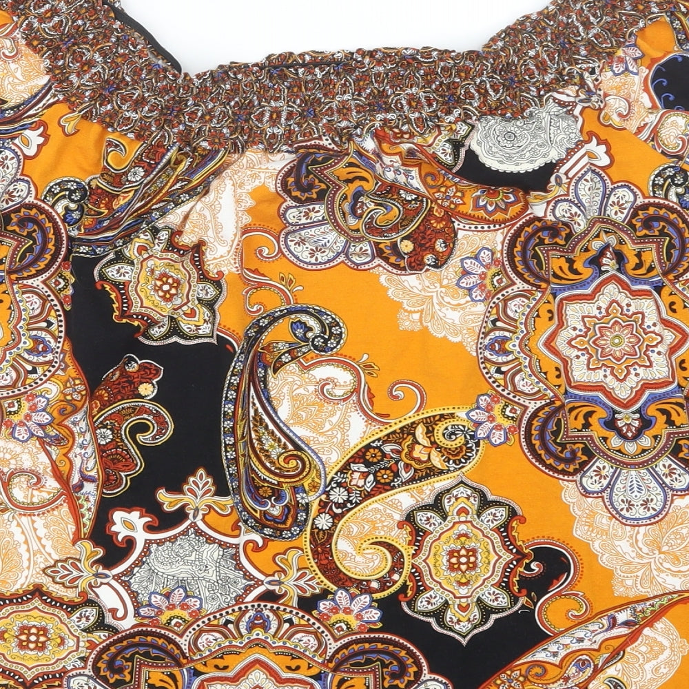 Dorothy Perkins Womens Orange Geometric  Basic Blouse Size 16