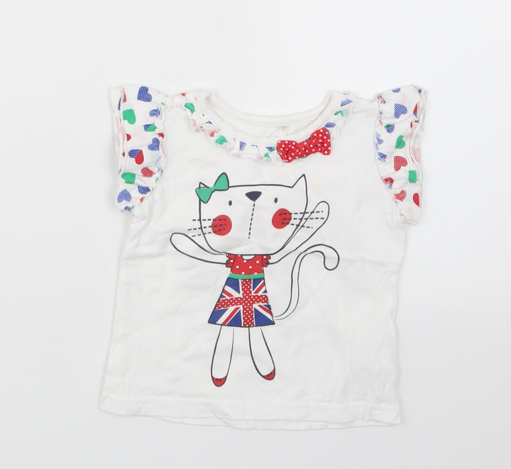 George Girls White   Basic T-Shirt Size 9-12 Months