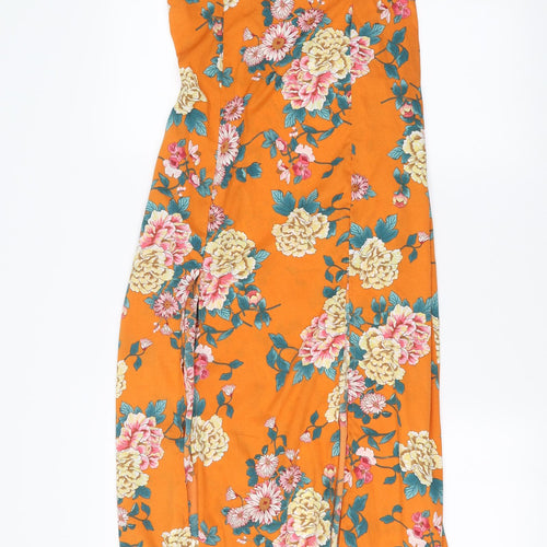 Boohoo Womens Orange Floral  Maxi  Size 10