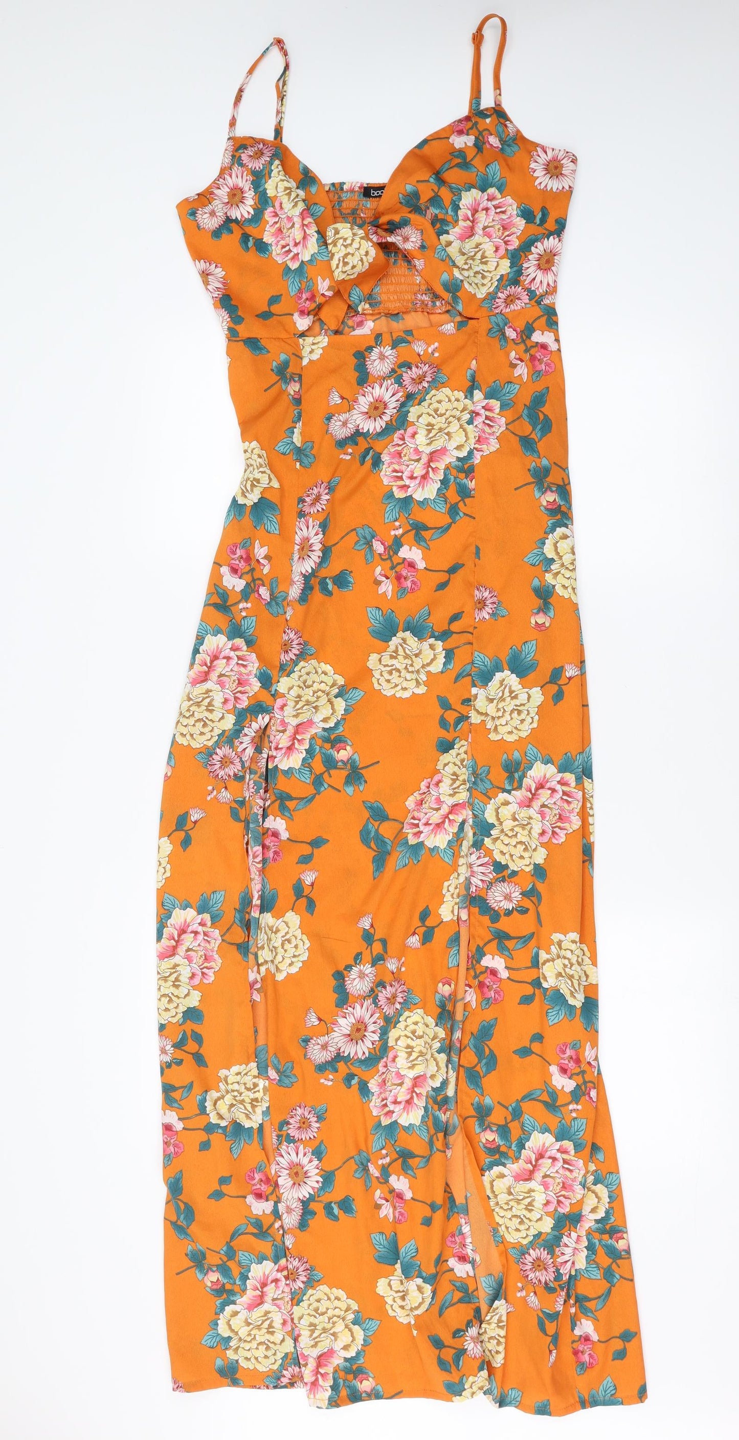 Boohoo Womens Orange Floral  Maxi  Size 10