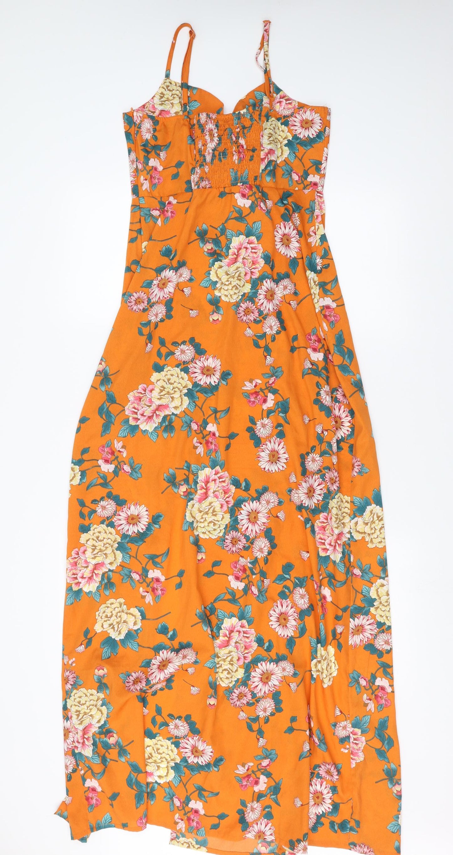 Boohoo Womens Orange Floral  Maxi  Size 10