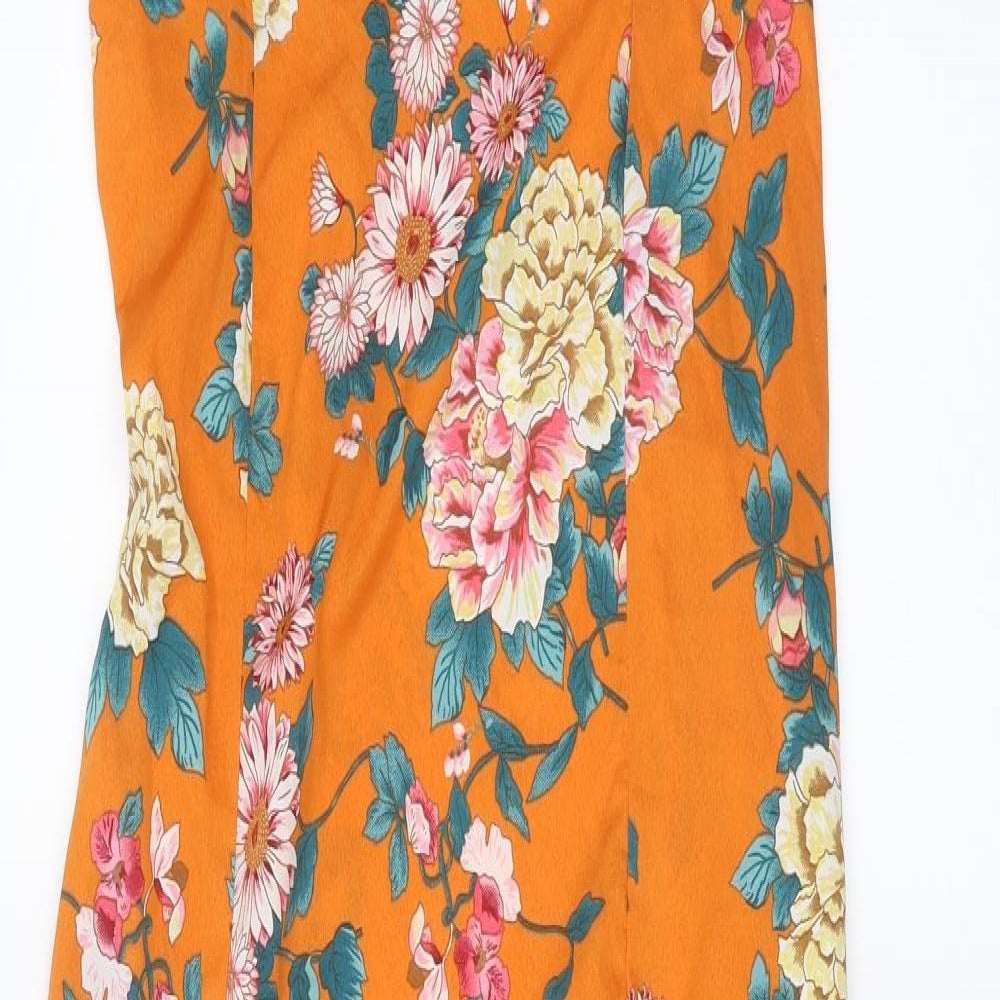 Boohoo Womens Orange Floral  Maxi  Size 10