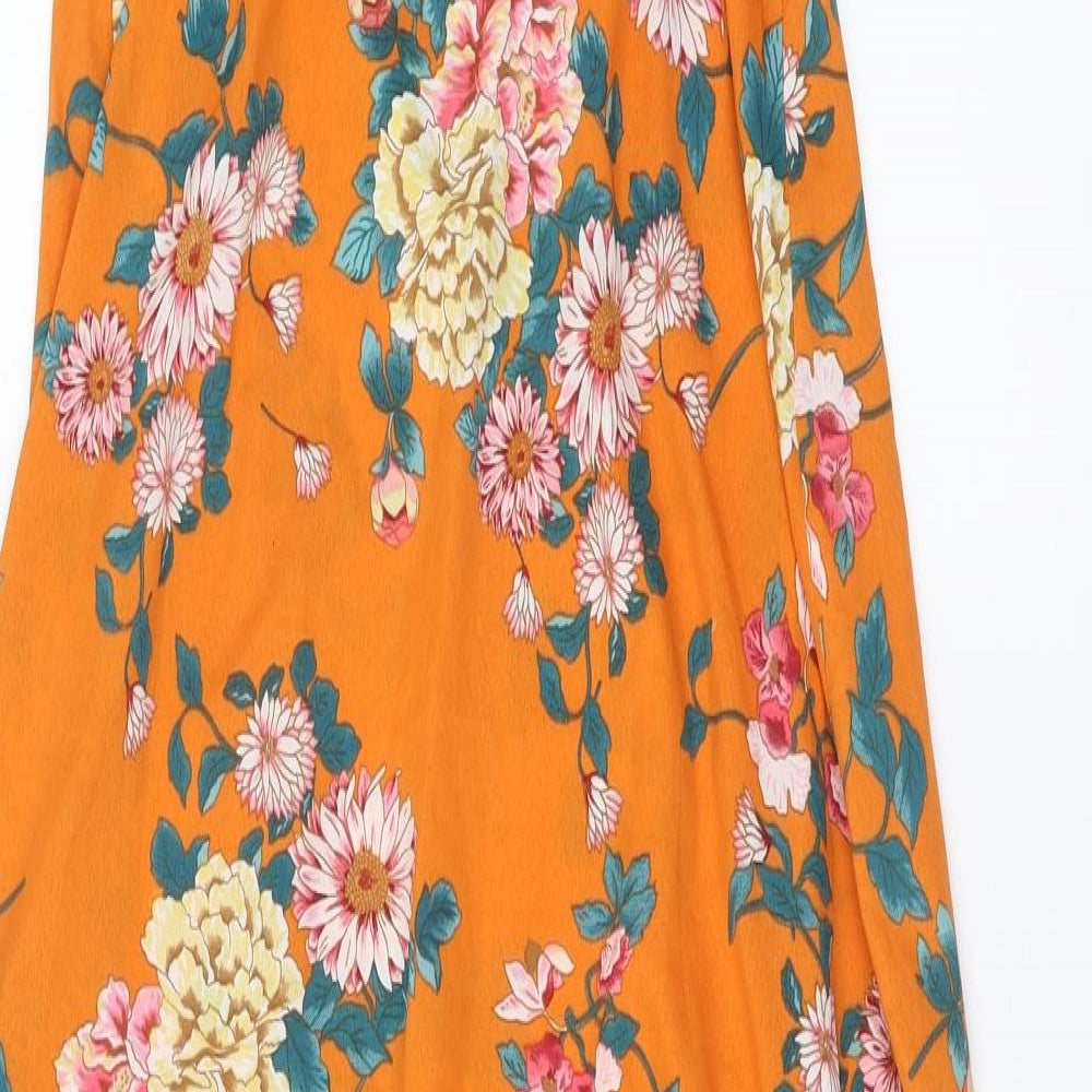 Boohoo Womens Orange Floral  Maxi  Size 10