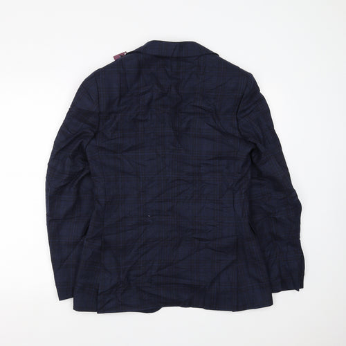 Marks and Spencer Mens Blue Check  Jacket Suit Jacket Size 36  - Tailored fit
